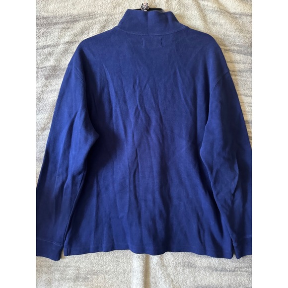 Polo Ralph Lauren Mens Royal Blue Cotton Mesh Quarter Zip Pullover Sweater XL - Picture 6 of 7